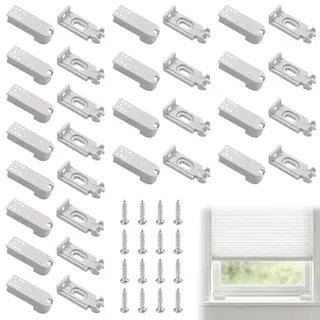 Feruchun 16 Stück Plissee Ersatzteile,Plissee Befestigung Klemmträger und Halterung,Spannschuhe für Verspannte Plissees Bohren (Grau)