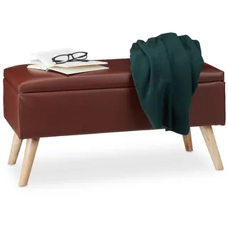 Relaxdays Truhenbank gepolstert Braun 40 x 80 x 39,5 cm