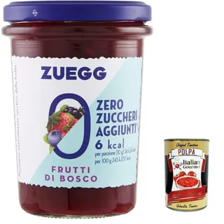 6x Zuegg zero zuccheri Wildbeer marmelade jam Zuckerfrei, 220g + Italian Gourmet polpa 400g