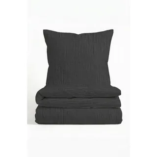 biberna Thea Unifarben Musselin Grau 135 x 200 cm + 80 x 80 cm