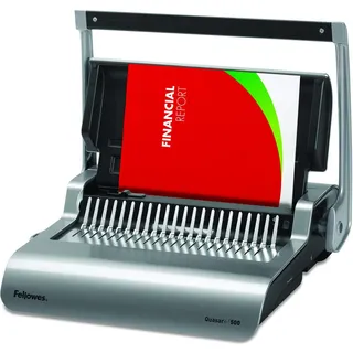 Fellowes Quasar+ 500, Manuell, 500 Blätter, Plasitsche Kammbindung, Holzkohle, Grau
