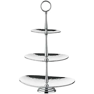 Edzard Etagere Gulf Höhe 49 cm 3-stöckig), oval, Edelstahl, gehämmert, hochglanzpoliert,