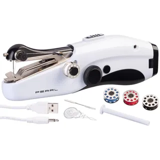 Pearl Mini-USB-Handnähmaschine, USB- & Batterie-Betrieb, Einhandbedienung