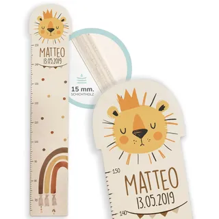 Kidsmood Messlatte für Kinder aus Holz, personalisiert mit Wunschnamen, Regenbogen Messlatte Kind Holz, individuelle Dekoration für Baby- & Kleinkinderzimmer