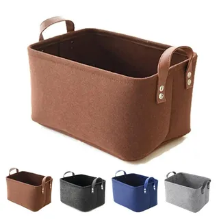QUBEBU Aufbewahrungsbox Aufbewahrungsbox Aufbewahrungskorb Filz Filzkorb Aufbewahrung Taschen (Farbe: Blau / Braun / Hellgrau / Dunkelgrau, Waschbar., Passt auf den Boden, ins Schrankregal, ins Bücherregal)