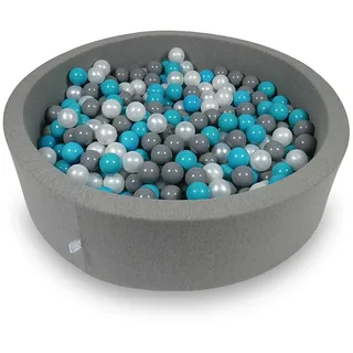 Trockenbecken 110x30cm grau mit 400 Bällen: türkis, grau, perl