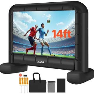 Vevor aufblasbare Filmleinwand Projektion Beamer Leinwand aus 600D, Projektionsleinwand mit tragbarer Aufbewahrungstasche, 16:9, Filmprojektion für Heimkino Mottoparty Poolspaß (328 x 130 x 251 cm)