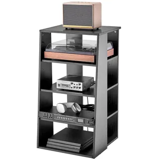 Vevor 5-stufiger Medienständer, Medienständer für DVD-Player/Kabelboxen/Spielekonsolen, Audio Komponentenschrank, StereoKomponenten Rackschrank, höhenverstellbarer Medienaufbewahrungsschrank