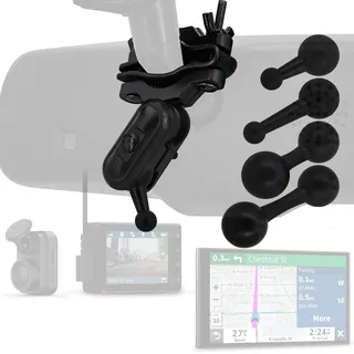 iSaddle Garmin Dashcam-Halterung – Auto-Rückspiegel und Lenker-Halterung für Garmin Dash Cam Mini 30/35/45/46/55/56/65W/66W/67W X110/X210/X310/Speak Plus & 17 mm GPS-Halterung (4 Kugelkopf)