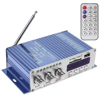 DollaTek 12V Mini HI-Fi Digital Stereo Audio Verstärker USB SD DVD FM Audio Stereo Radio MP3 Lautsprecher-Auto-Bluetooth-Verstärker 2-Kanal-Digital-Display Power Player - Blau