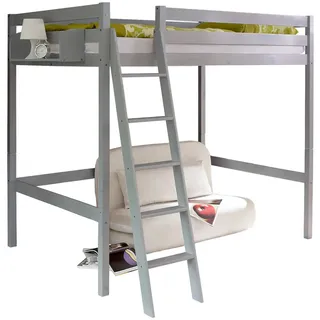 TICAA Hochbett Matthias 140 x 200 cm Kiefer hellgrau