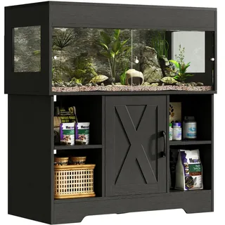 Herture Großes Terrarium mit Unterschrank 150 L, 90 x 46 x 41 cm | Reptilienvivarium Holz, Terrarienschrank mit Schiebetüren, integrierter Steckdose & Stauraum für Reptilien, EPX03RTB