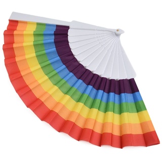 AIDNTBEO Faltbarer Fächer, manuell, 23 cm, zusammenklappbar, Bambus-Fächer, Regenbogen-Fächer, für Hochzeiten, Partys, Gastgeschenke, A