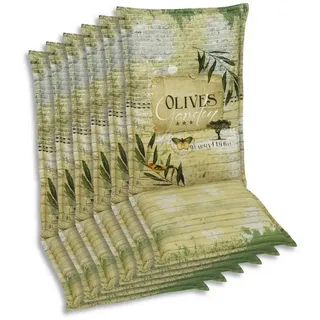 Sesselauflagenset, Grün, Dunkelgrün, Hellgrün, Textil, 6-teilig, Floral, Füllung: Schaumstoff, Vlies, 50x7x120 cm, Oeko-Tex® Standard 100, pflegeleicht, hochwertige Qualität, langlebig, für den Außenbereich geeignet, mittels Bändern zu befestigen, Gurtband befestigen, Outdoor-Kissen, Gartenstuhlauflagen, Hochlehner-Auflagen