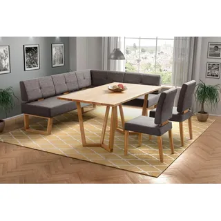 Home Affaire Eckbankgruppe »Ponza Eckbank Küchenbank BESTSELLER«, (Set, 4 tlg.), Sitzgruppe Esszimmer Stühle Tisch und Bank bequem gepolstert, Braun, Eiche geölt,