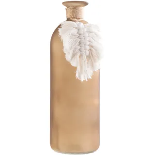 Vase APOLLNE, Braun - Glas - H 26 cm - mit Makrameedeko
