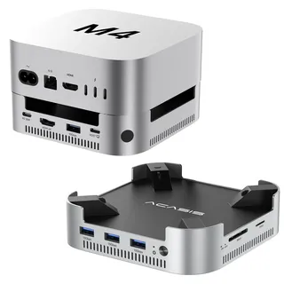 ACASIS Mac mini M4 Dock & Ständer mit Dual-Bay NVMe SSD-Gehäuse, Aluminium-HDMI-Hub für Mac mini M4 und M4 Pro 2024, 4K60Hz HDMI, 4 x 10G USB A, PD 30W, SD/TF, unterstützt SSD B+M M-Key (M001-New)