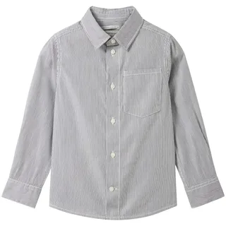 TOM TAILOR Jungen Gestreiftes Hemd mit LENZINGTM ECOVEROTM, grau, Gestreift, Gr. 92/98