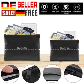 Feuerfeste Dokumententasche Feuersichere Geldkassette Lagerung Safe Wasserdicht Größe 29*20cm - Schwarz