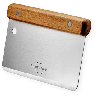SILBERTHAL Teigschaber Teigkarte Edelstahl 16 cm mit Holzgriff, ideal zum Portionieren, Schneiden & Schaben