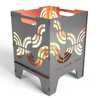 MOCAVI Feuerkorb Identity 52 cm | 3 mm Stahl Feuerschale eckig Feuertonne Outdoor massiv robust sicher Design-Feuertonne für Garten und Terrasse Feuerstelle hitzefest Feuersäule Feuerfass Brenntonne