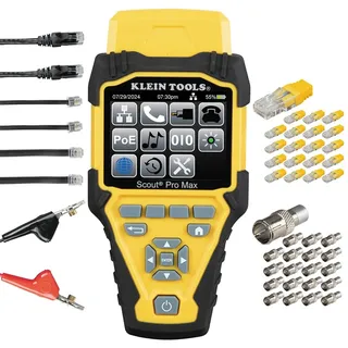 Klein Tools VDV501-770 Kabeltester Set | Scout Pro Max für Ethernet, Koax, Telefon | RJ11, RJ12, RJ45, F-Stecker | Test-n-Map Remote-Einheiten | Profi Netzwerk-Testgerät