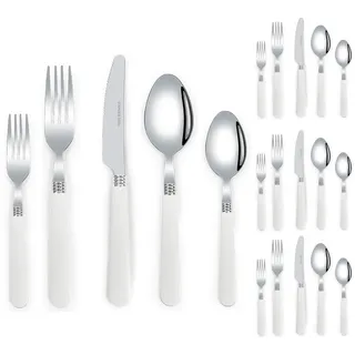 Verdickter Kunststoffgriff Küche Edelstahl Besteck Geschirr Besteck Besteck Set Steakmesser Gabel Löffel Teelöffel (Weiß,20 Stück)