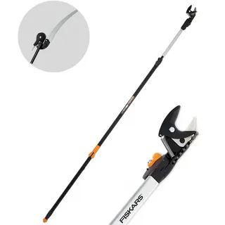 Fiskars UP86 - Professionelle Teleskop-Astschere  Schaft 240/400 cm + Handsäge 45 cm - Ø 32mm