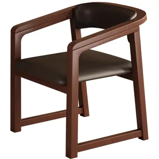 MARIYCH PU-Leder-Akzentstuhl, Mid-Century Modern Esszimmerstuhl-Sessel mit Massivholzbeinen, Freizeitstuhl für Wohnzimmer, Schlafzimmer, Wartezimmer