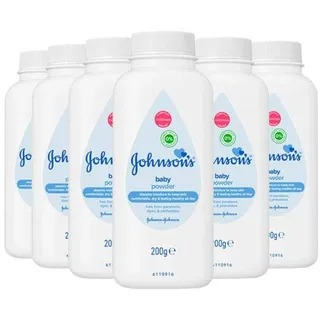 Johnson's Baby Powder Talc Talcum Soft Skin Care Protect Flaschen, 6er Pack (6 x 200 g)