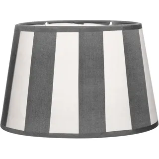 Brillibrum Design Lampenschirm gestreift Tischlampenschirm mit Streifenmuster für Lampenfassung E27 Streifen Design Tischleuchte oval rund Stoff (Grau - Weiß, Oval: 26x16x17cm)