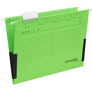 Atlanta Serie E Hängetasche mit Leinenfröschen A4, Jalema 2655624500, Robuste Hängemappe aus Karton, Hängeregister für Akten, 25er Packung, grün
