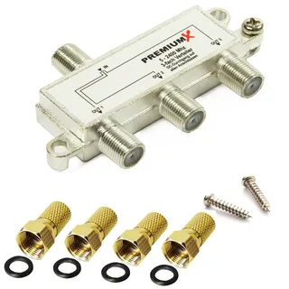 Premium X Switch 3-fach Verteiler 5-2400 MHz SAT Umschalter Digital Kabel HDTV 4K inkl. 4 F-Stecker