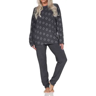 Normann Pyjama Normann Damen Frottee Pyjama lang in Sterne Optik - auch in Übergröße 48-50