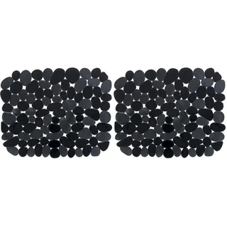 WENKO Spülbeckeneinlage Stone Schwarz, schützt das Spülbecken, zuschneidbar, Kunststoff, 31 x 26 cm, schwarz (Packung mit 2)