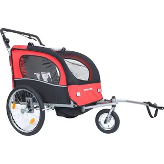 Øvre Eidfjord "Alpström" 2-in-1 Fahrradanhänger & Kinderwagen für 1–2 Kinder, 40 kg, mit Sicherheitsgurt, Reflektoren, rot | EID-6 - Rot