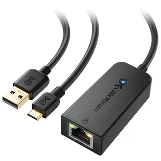 Cable Matters Micro USB Ethernet Adapter Bis zu 300+ Mbit/s (Fire TV Stick LAN Adapter, Fire TV LAN) für Streaming Sticks, einschließlich Chromecast, Google Home Mini und mehr