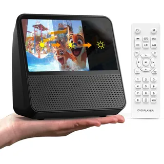 Tragbarer DVD-Player mit 7-Zoll-Bildschirm,4000mAh Akku (Laufzeit über 6 Stunden) – Bluetooth/USB/AV, Verstellbare Helligkeit, Region Free DVD Player Portable – Ideal für Fernseher, Reisen & Auto