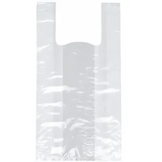 Papstar 250 Hemdchen-Tragetaschen, HDPE 48 cm x 22 cm x 12 cm transparent Knotenbeutel