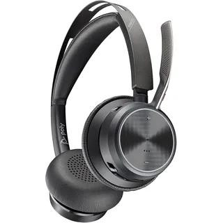 Poly - Voyager Focus 2 Office USB-A (Plantronics) - Bluetooth Dual-Ear (Stereo) Headset with Boom Mic - USB-A PC/Mac/Desk Phone Compatible - Active Noise Canceling - Works with Teams, Zoom & more