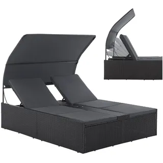 Juskys Syros Polyrattan Doppelliege Schwarz