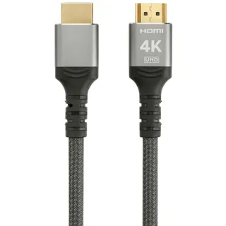 ProfiPatch ProfiPatch HDMI Kabel 4K60Hz UHD 3m grau Goldkontakt Textil HDMI-Kabel, (300 cm) grau