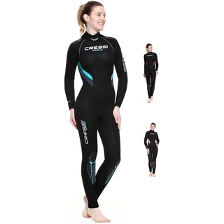 Cressi Damen Castoro Lady Monopiece Wetsuit Tauchanzug Neopren, Schwarz/Aquamarin 5mm, M