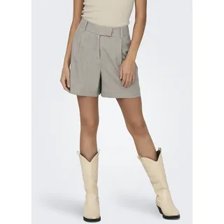 Only Shorts "ONLLINDA – Shorts mit hoher Taille und weitem Beinschnitt", Damen, Gr. M (38), N-Gr, braun (fungi detail), Web, Obermaterial: 97% Polyester, 3% Elasthan, unifarben, weit kurz, Hosen Shorts, unifarben, modisch, weit, Polyester