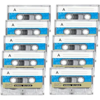 10 Stück Leer Audio Kassetten ,Rauscharm Audiokassetten,90 Min Leerkassetten,Audio Kassette für Vorlesungen, Seminare und tägliche Aufzeichnungen