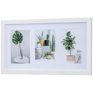 levandeo Bilderrahmen Collage 3 Fotos 10x15cm Ahorn Weiß MDF Holz Passepartout Glasscheibe Fotorahmen Fotogalerie