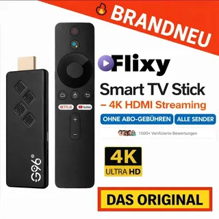 FlixyTM Smart TV Stick - 4K HDMI Streaming | Ohne Abo-Gebühren | Alle Sender