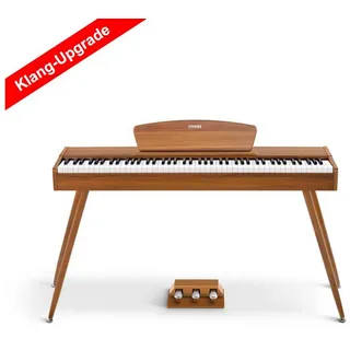 Donner Digitalpiano DDP 80 Upgrade Gewichtete Tasten mit Konzertstrings und Orgelklang (Set, mit Notenständer, Dreifachpedal, Netzteil), für Anfänger,Elektrisches Tastaturklavier zu Hause,128 Polyphonie beige