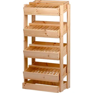 Dobar Vorratsregal Obstkiste aus Holz mit 4 Fächern 53 x 35 x 116 cm natur