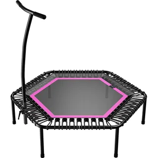 bellicon Jumping Fitness Trampolin 137cm bis 150 kg (Extra Stark) | 3-teiliger Rahmen mit Haltegriff - Einfacher Aufbau | Mit Patentierten Seilringen | Das Original - Made in Germany (Pink)